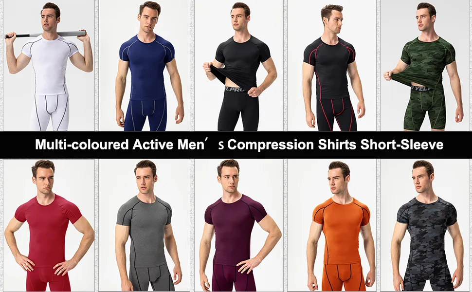 Men's Compression Shirts Short Sleeve Workout Gym T-Shirt Running Tops Cool Dry Sports Base Layer Athletic Undershirts Camo Black Small - mens golf shirts short sleeve