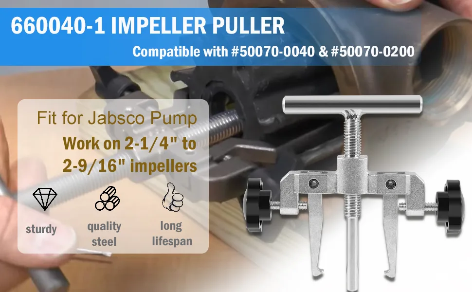 johntruck 660040-1 Flexible Impeller Pull Tool Removal Puller Fit for Jabsco Pump 50070-0040 & 50070-0200, for impellers 2-1/4" to 2-9/16" - product information 16