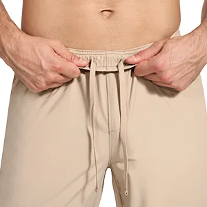 BALEAF Men's Running Pants Elastic Waist Lightweight Jogging Stretch Golf Workout Pants with Zipper Pockets Khaki Large - drawing