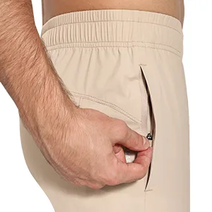 BALEAF Men's Running Pants Elastic Waist Lightweight Jogging Stretch Golf Workout Pants with Zipper Pockets Khaki Large - zipper pockets