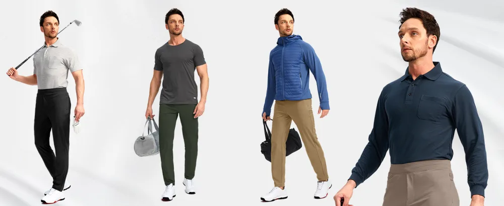 Pudolla Men's Golf Pants Stretch Sweatpants with Zipper Pockets Slim Fit Work Casual Joggers Pants for Men Black Medium - stretch golf pants for men