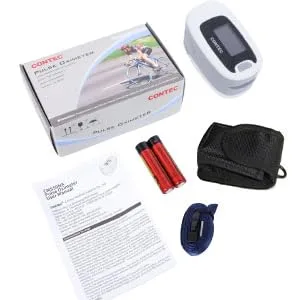 CONTEC CMS50NA Pulse Oximeter Fingertip Blood Oxygen Saturation Monitor SpO2 and PR Value Waveform Blood Oxygen Neck/Wrist Corda, Grey - product