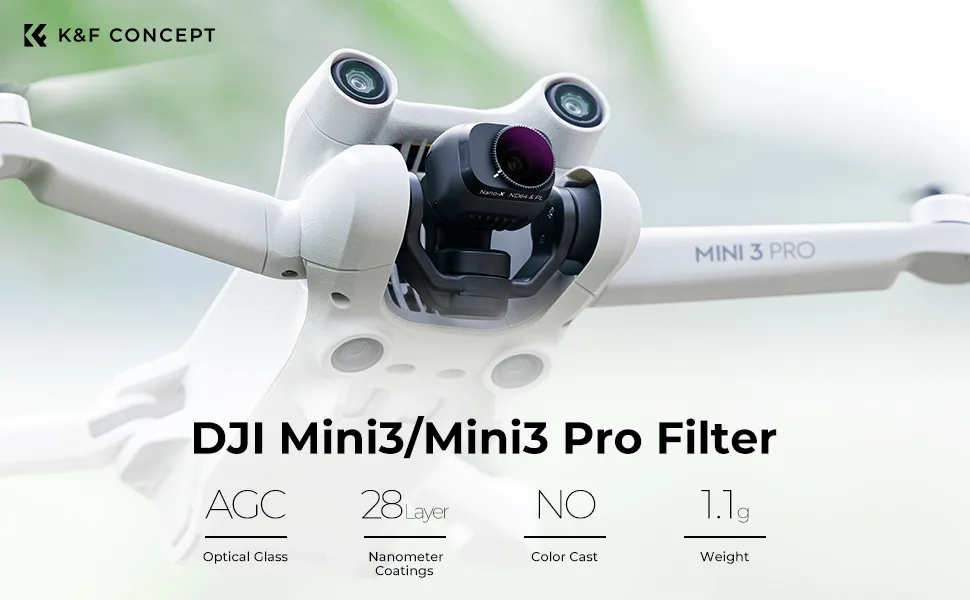 K&F Concept ND64/PL Lens Filter for Mini 3/Mini 3 Pro,Neutral Density & Polarizing Effect 2-in-1 Filter with 28 Multi-Coated Compatible with DJI Mini 3/Mini 3 Pro ND64&PL - KF01.2046