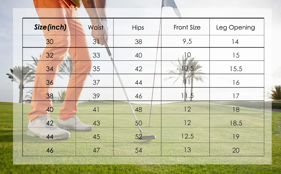 Lesmart Men Golf Pants Expandable Waistband Stretch Breathable Relaxed Fit with Pockets Pink 46W x 33L - mens golf pants