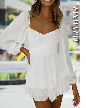 Fixmatti 2 Piece Casual Outfits Long Sleeve Button Down Shirt and Shorts Sweatsuit Sets 02-light Blue Medium - long sleeve romper chiffon white shorts jumpsuit for women