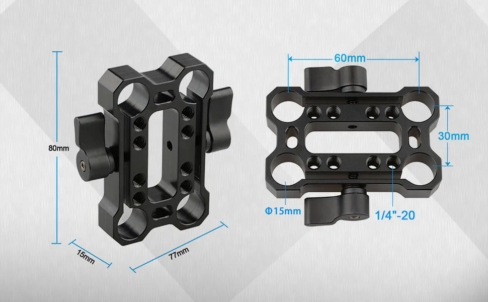 CAMVATE 15mm Rod Offset Raiser Clamp for Shoulder Rig Railblock System (Black Thumbscrew) - 1690 - C1690-2
