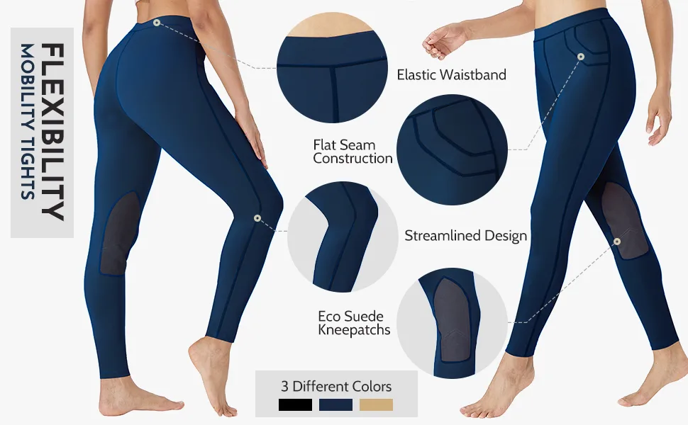 FitsT4 Kids Horse Riding Tights Performance Knee Patch Pull On Equestrian Schooling Riding Pants Teal X-Small - soecb06