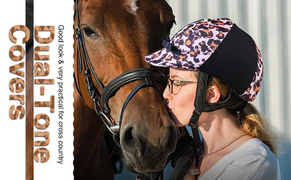 Harrison Howard Elasticity Horse Riding Hat Cover Equestrian Riding Helmet Cover Cerise Pink/Black - Dual-Tone Silk-Shine