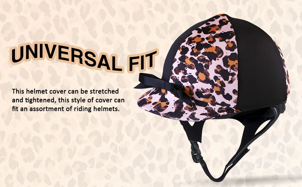 Harrison Howard Elasticity Horse Riding Hat Cover Equestrian Riding Helmet Cover Cerise Pink/Black - Leopard print