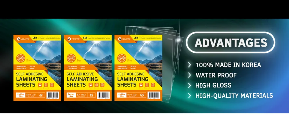 VIOLETTO (20 Sheets) Self Adhesive Laminating Sheets, Self-Seal, No Machine Needed, self Sealing, 8.5 x 11 Inch - 03_4