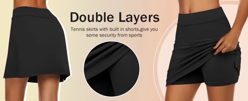Ekouaer Women's Active Performance Skort Lightweight Skirt for Running Tennis Golf Workout Sports A-black Large - Active Performance Skort