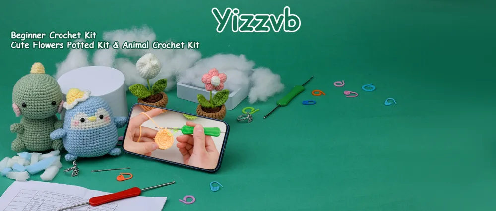 Yizzvb Crochet Kit for Beginners, 6 Pcs Flowers Knitting Kit for Beginners Adults, Kids Knitting Starter Kit with Step-by-Step Instructions and Video Tutorials, Easy Crochet Kit for Beginners orange - Crochet Kit for Beginners