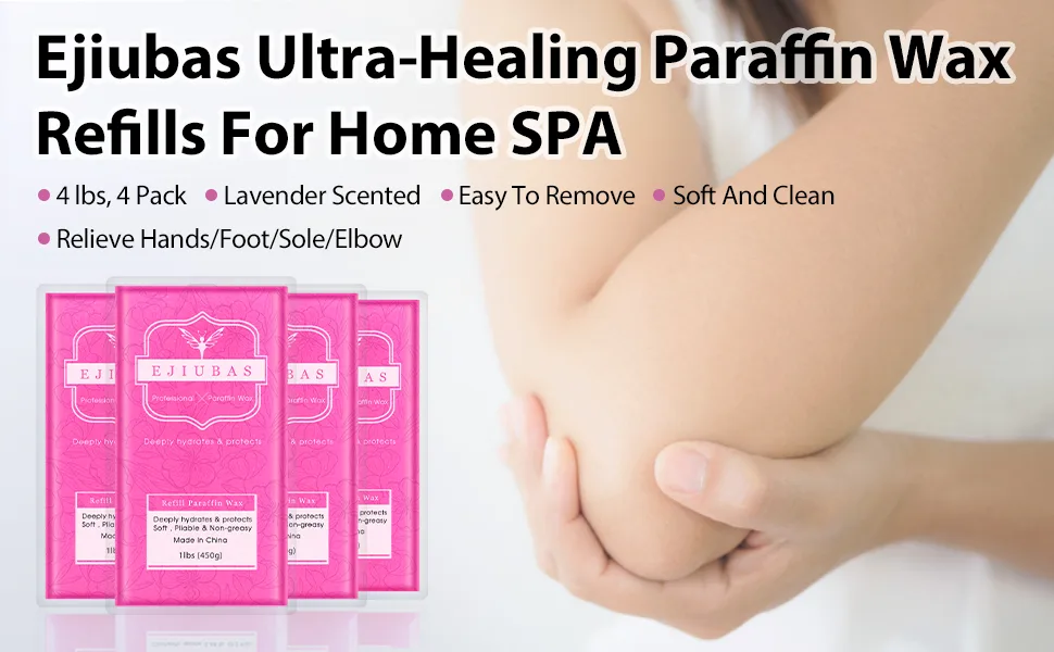 Paraffin Wax for Hand and Feet 4 lbs - Ejiubas Lavender Paraffin Wax Blocks for Paraffin Wax Machine,Paraffin Wax Refills, Relieve Arthitis Pain and Stiff Muscles Deep Hydration - paraffin wax