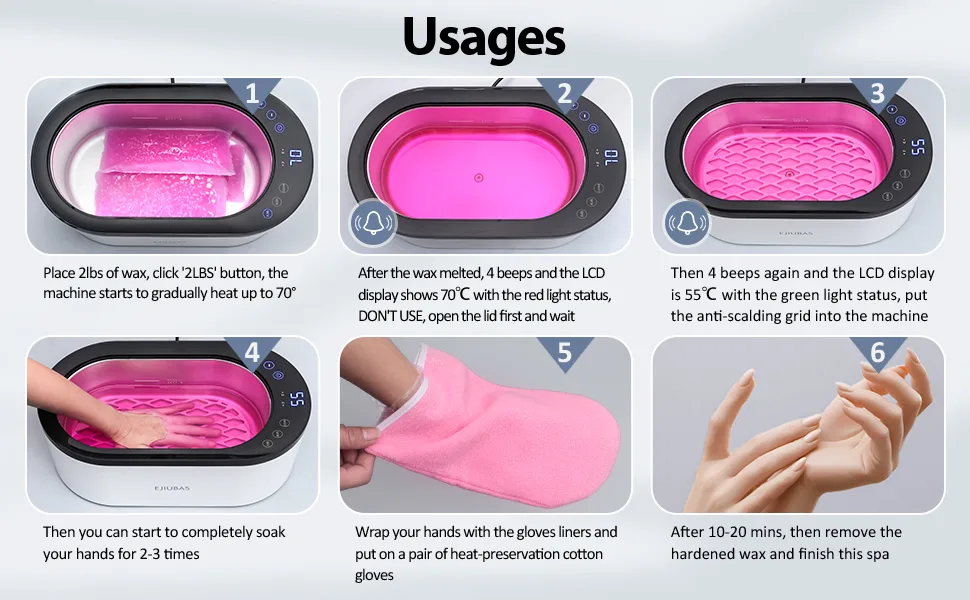 Paraffin Wax for Hand and Feet 4 lbs - Ejiubas Lavender Paraffin Wax Blocks for Paraffin Wax Machine,Paraffin Wax Refills, Relieve Arthitis Pain and Stiff Muscles Deep Hydration - paraffin wax