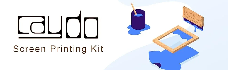 Caydo 38 Pieces Screen Printing Kit Include Fabric Screen Printing Ink, 4 Size Screen Printing Frame, Screen Printing Squeegees, Inkjet Transparency Film, Ink Knife, and Mask Tape - Caydo Screen Printing Starter kit