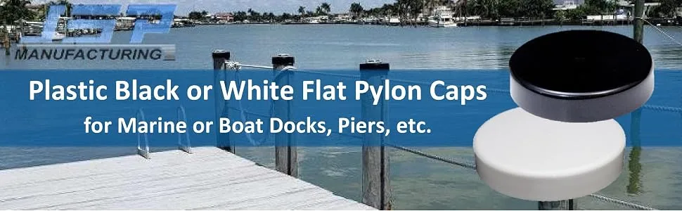 JSP Manufacturing Marine Dock Piling Cone Cap Boat Pylon Edge Post Head Cover Flat Pilling White 8.5 - flat cap pylon top piling boat marine dock black white