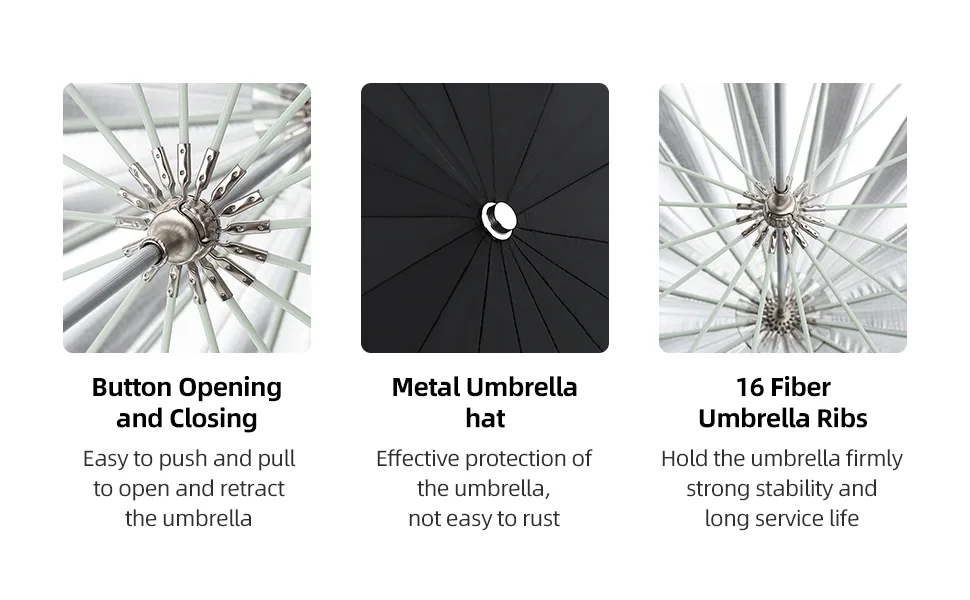 AMBITFUL Parabolic Umbrella UB-130S 51in Parabolic Silver Black Reflective Umbrella Studio Light Umbrella with Diffuser Cover Cloth (130S) AMBITFUL UB-130S - AMBITFUL UB