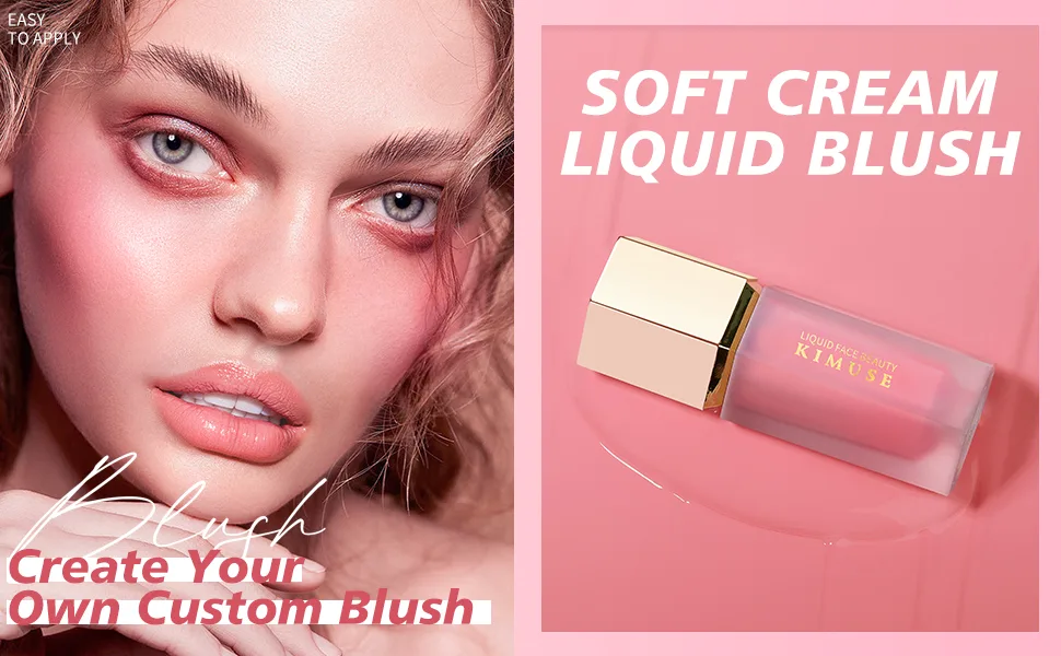 KIMUSE Soft Cream Blush Makeup, Liquid Blush for Cheeks, Weightless, Long-Wearing, Smudge Proof, Natural-Looking, Dewy Finish Mystery-Cool Pink - LIQUID BLUSH