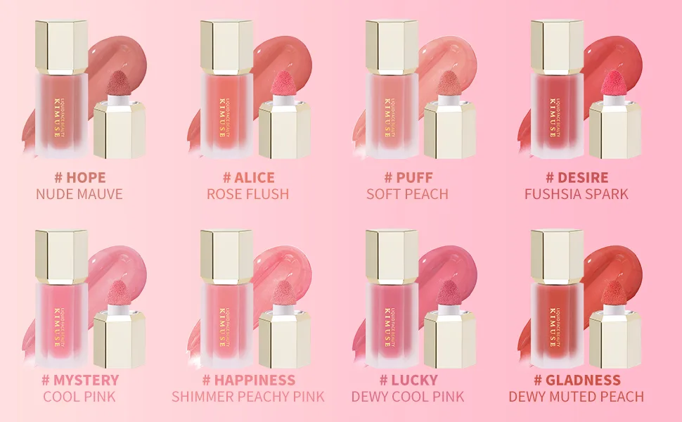 KIMUSE Soft Cream Blush Makeup, Liquid Blush for Cheeks, Weightless, Long-Wearing, Smudge Proof, Natural-Looking, Dewy Finish Mystery-Cool Pink - LIQUID BLUSH