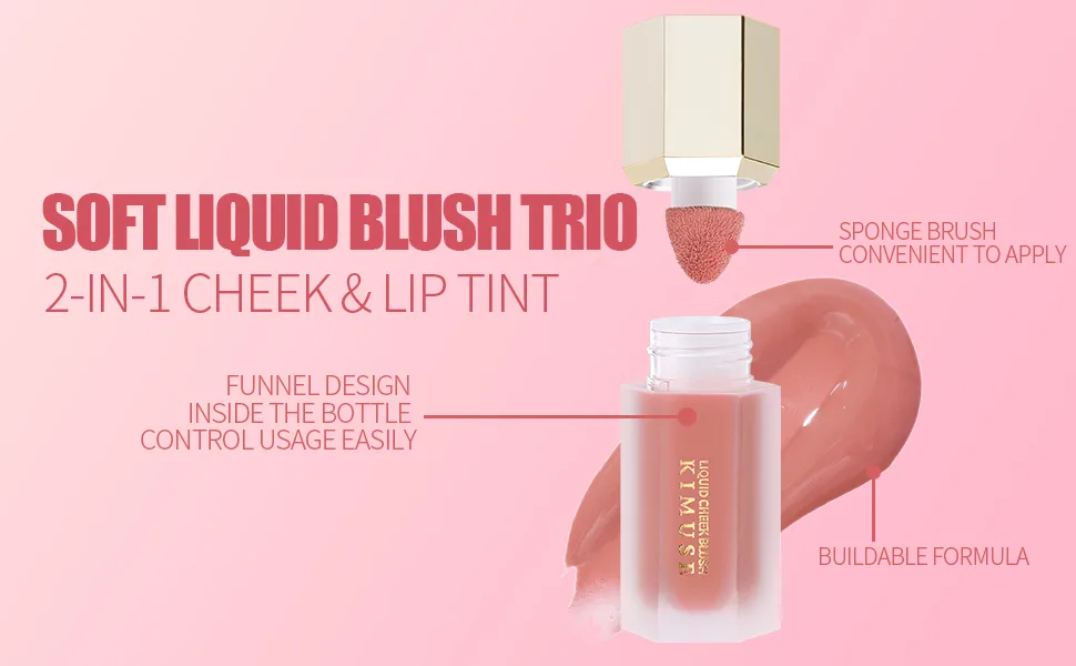 KIMUSE Soft Cream Blush Makeup, Liquid Blush for Cheeks, Weightless, Long-Wearing, Smudge Proof, Natural-Looking, Dewy Finish Mystery-Cool Pink - LIQUID BLUSH