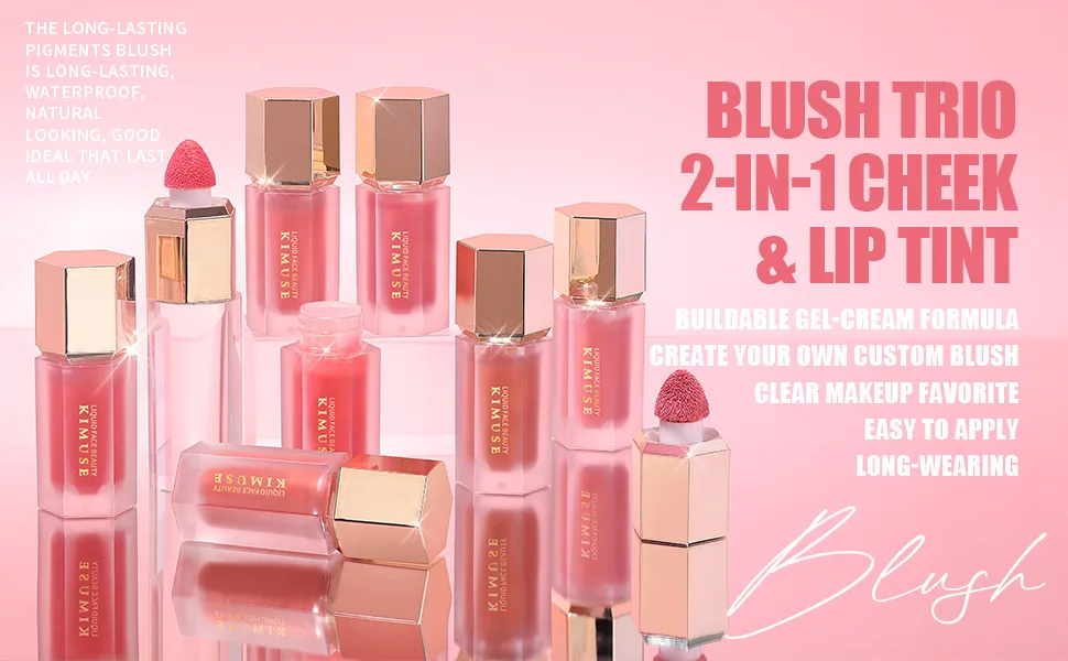KIMUSE Soft Cream Blush Makeup, Liquid Blush for Cheeks, Weightless, Long-Wearing, Smudge Proof, Natural-Looking, Dewy Finish Mystery-Cool Pink - LIQUID BLUSH