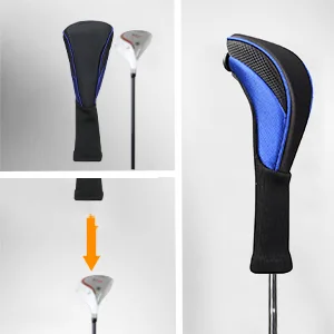 Scott Edward Golf Club Head Covers for Fairway Woods Driver Hybrids, 3Pcs Long Neck Mesh Golf Club Headcovers Set with Interchangeable No. Tags blue - Elastic long neck design