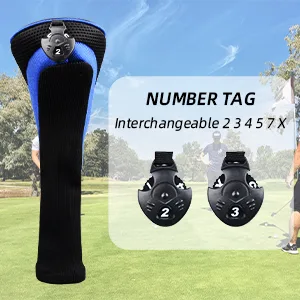 Scott Edward Golf Club Head Covers for Fairway Woods Driver Hybrids, 3Pcs Long Neck Mesh Golf Club Headcovers Set with Interchangeable No. Tags blue - number tag