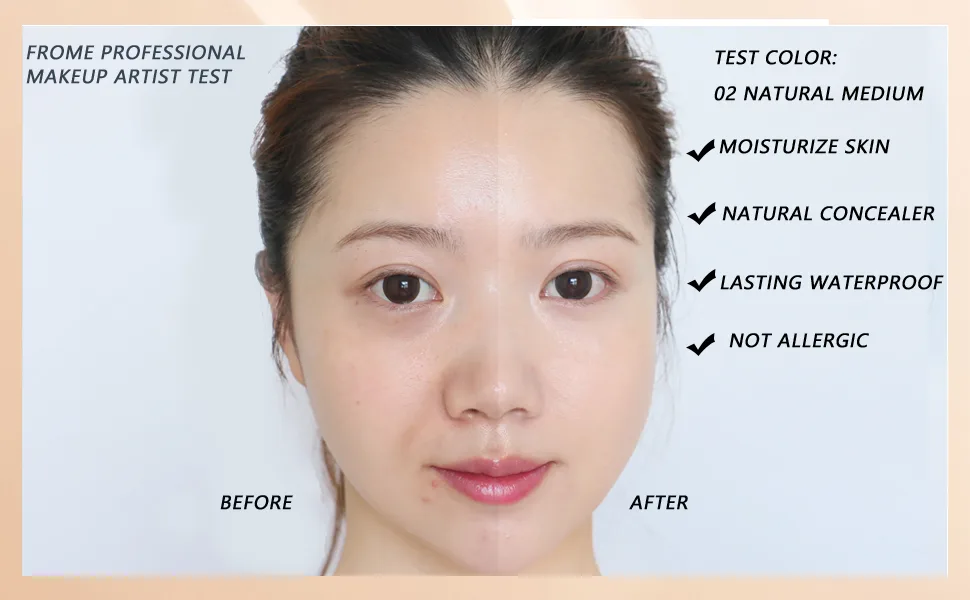 Mushroomhead Air Cushion CC Cream Brightening Skin Tone Moisturizing Dry Face Foundation Makeup Full Coverage Pores (02B NATURAL MEDIUM) - NATURAL MEDIUM FOUNDATION