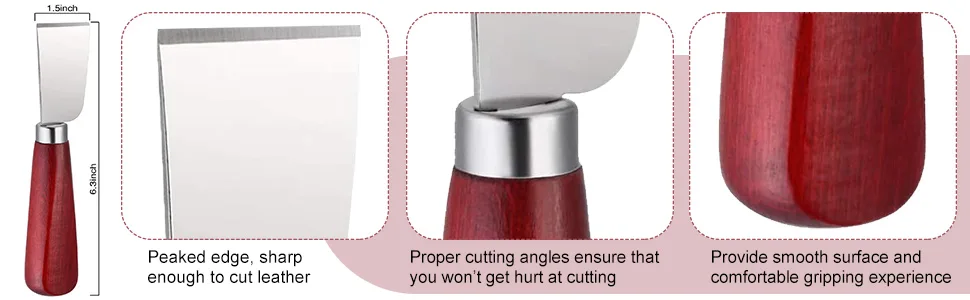 7 in 1 Leather Groover Tool and Leather Cutting Knife Set Adjustable Stitching Groover Leather Creasing Edge Leather Beveler Leather Grooving Tool Leather Edging Knife for DIY Leathercraft Cutting - product information 2