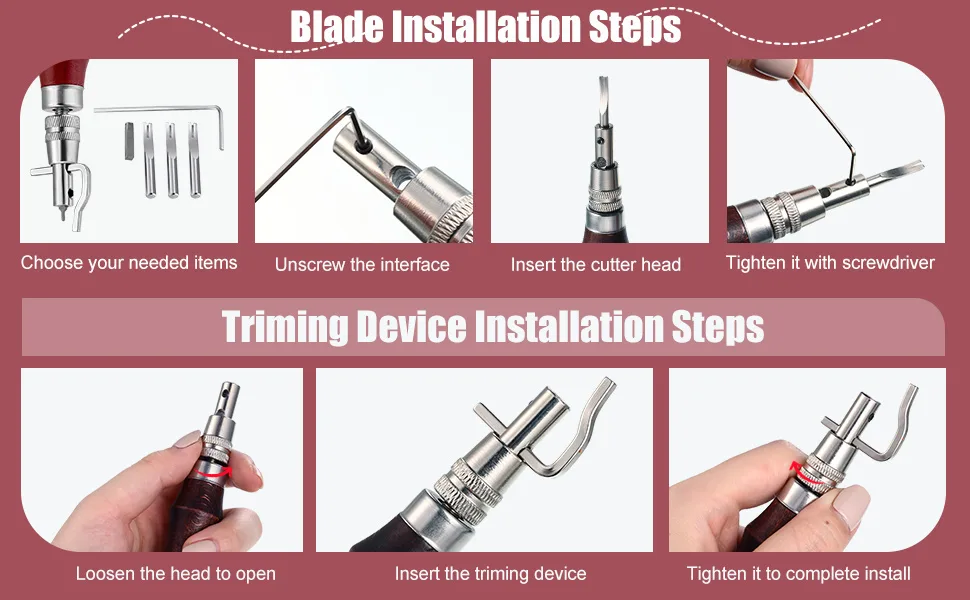 7 in 1 Leather Groover Tool and Leather Cutting Knife Set Adjustable Stitching Groover Leather Creasing Edge Leather Beveler Leather Grooving Tool Leather Edging Knife for DIY Leathercraft Cutting - product information 4