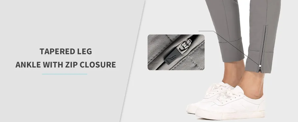 Hiverlay Womens pro Golf Pants Quick Dry Slim Lightweight Work Pants with Straight Ankle Also for Hiking or Casual Ladies Light Khaki Medium - ankle with zip closure