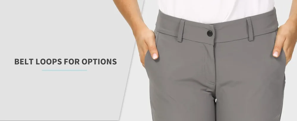 Hiverlay Womens pro Golf Pants Quick Dry Slim Lightweight Work Pants with Straight Ankle Also for Hiking or Casual Ladies Light Khaki Medium - Belt Loops