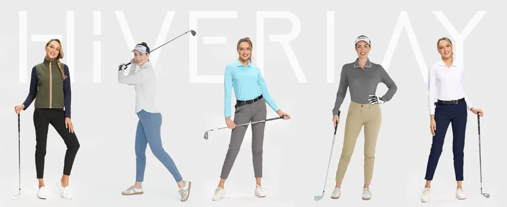 Hiverlay Womens pro Golf Pants Quick Dry Slim Lightweight Work Pants with Straight Ankle Also for Hiking or Casual Ladies Light Khaki Medium - women golf pants
