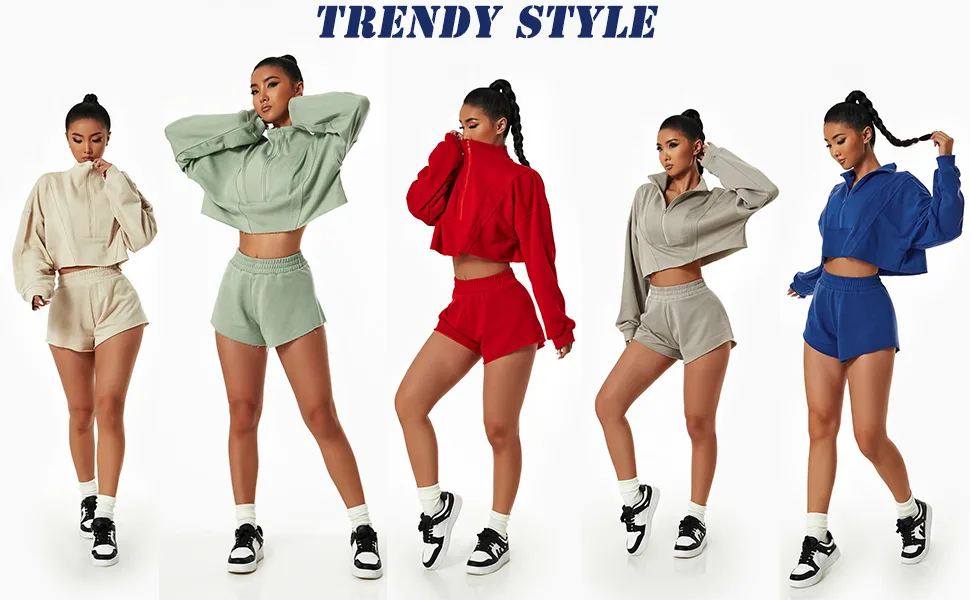 HerGymClothing Womens Cropped Sweatshirt Patchwork Long Sleeve Half Zip Stand Collar Workout Crop Tops Athletic Jacket Black Medium - 2023 Cropped Sweatshirt top Pullover Jacket for girl women
