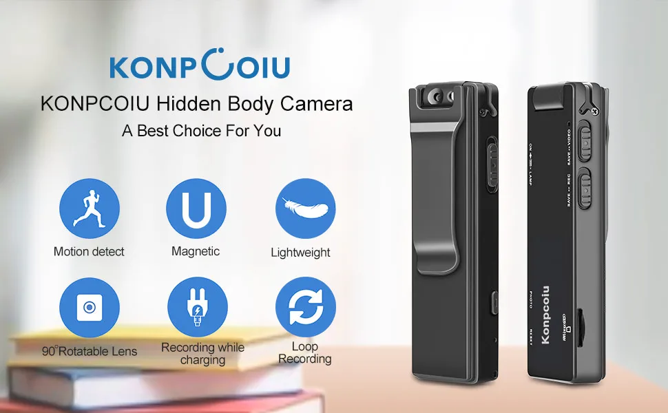 Camera no WiFi Needed - Mini Body Camera Video Recorder - Camera Motion Activated - Nanny Small Cam - Tiny Camera - Small Security Camera for Home and Office (With 32G high-speed memory card) 32G Red TF Card - body camera