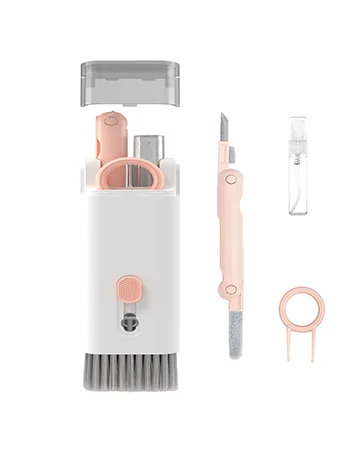 Gtinna 7 in 1 Computer Keyboard Cleaning Brush Set Earbuds Cleaning Pen Wireless Bluetooth Headset Charging Box Electronics Keyboard Cleaning Tools Cleaner Keycap Puller Kit (Pink) - product information 8