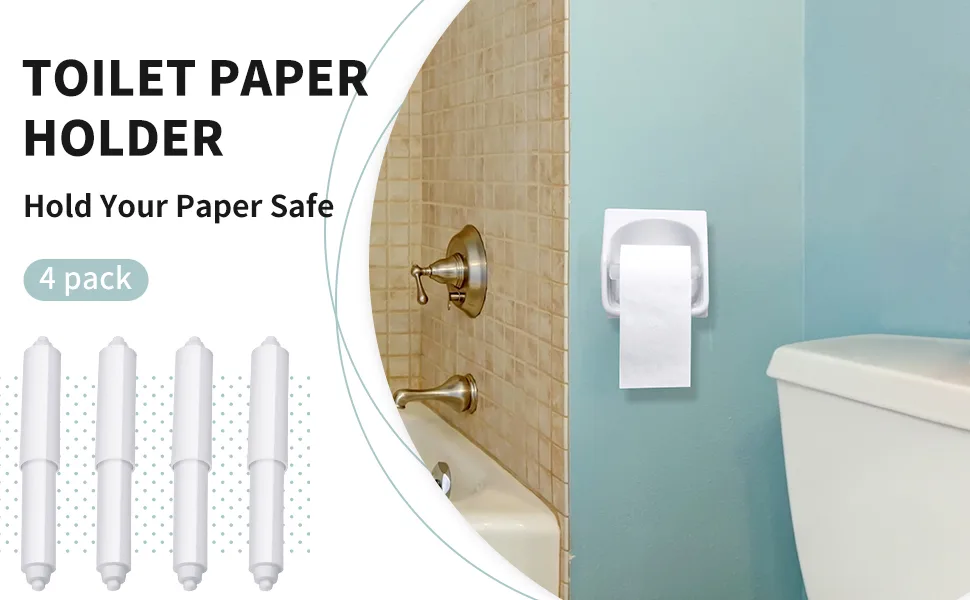 2 Pieces Toilet Paper Holder Roller Spindle Replacement Rod Plastic Spring Loaded (White) - product information 2