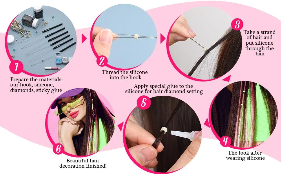 10 Pieces Hair Extension Loop Needle Threader Pulling Hook Tool and Bead Device Tool Black Loop Threader for Hair or Feather Extensions (Black) - product information 3