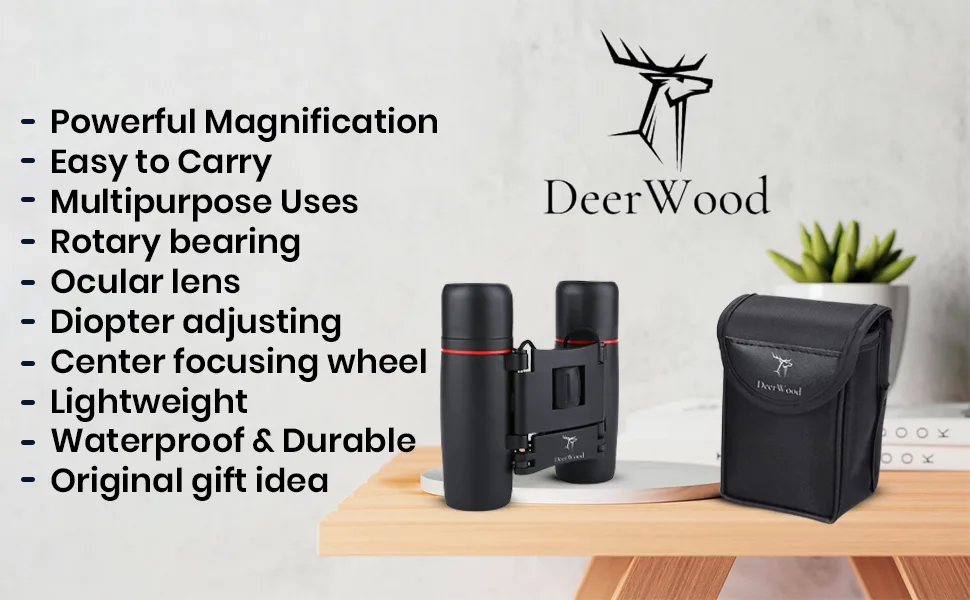 Deerwood Compact Binoculars for Adults  Powerful Magnification Small Binoculars for Bird Watching  Lightweight and Easy to Carry Hunting Binoculars Ideal for Sightseeing, Camping - product information 1