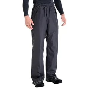 clothin Men's Waterproof Rain Pants Elastic Waist Drawstring Insulated Ski Pants with Zipper Pockets Medium/31" Inseam Black-1 - product information 2