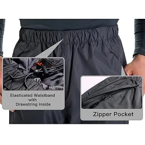 clothin Men's Waterproof Rain Pants Elastic Waist Drawstring Insulated Ski Pants with Zipper Pockets Medium/31" Inseam Black-1 - product information 4