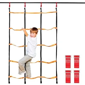 Odoland 3.9ftx6.6ft Ninja Net Climbing Cargo Net Rope Ladder for Kids Outdoor with 4 Square Buckles and 6 Delta Rings, Obstacle Course for Training Equipment and Swing Set Attachment - product information 9