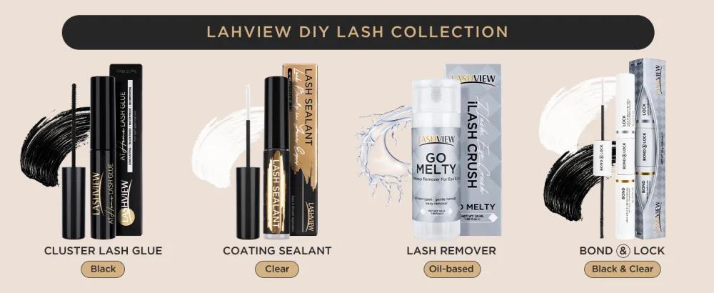 LASHVIEW Cluster Lash Glue, Super Strong Hold 72 Hours Long Lasting Eyelash Glue for Lash Cluster, Waterproof Lash Bond, Non-Irritating, Fast Drying Lash Glue - lashview