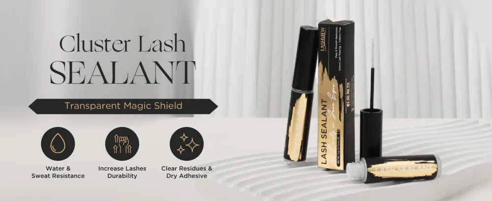 LASHVIEW Cluster Lash Glue, Super Strong Hold 72 Hours Long Lasting Eyelash Glue for Lash Cluster, Waterproof Lash Bond, Non-Irritating, Fast Drying Lash Glue - LASHVIEW BOND AND LOCK