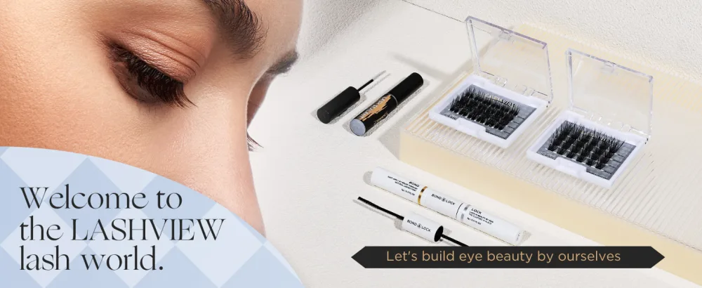 LASHVIEW Cluster Lash Glue, Super Strong Hold 72 Hours Long Lasting Eyelash Glue for Lash Cluster, Waterproof Lash Bond, Non-Irritating, Fast Drying Lash Glue - LASHVIEW BOND AND LOCK