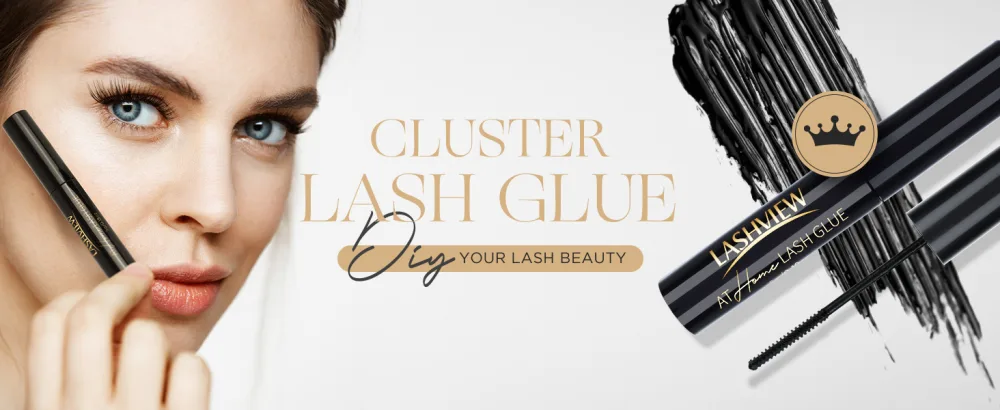 LASHVIEW Cluster Lash Glue, Super Strong Hold 72 Hours Long Lasting Eyelash Glue for Lash Cluster, Waterproof Lash Bond, Non-Irritating, Fast Drying Lash Glue - LASHVIEW lash glue
