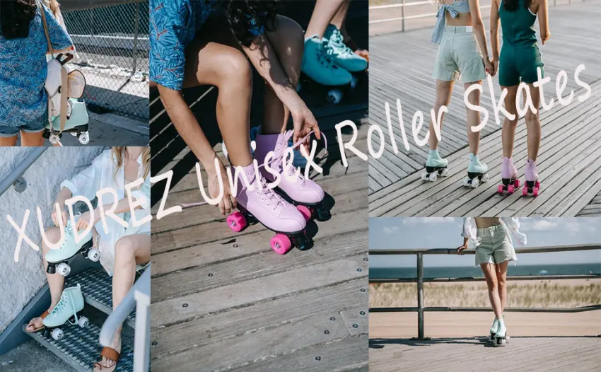 Unisex Roller Skates Double Row Four Wheels High-top Roller Skates Lightning Pattern for Beginners Womens Mens Boys and Girls black with flash wheel 43 - XUDREZ Unisex Roller Skates