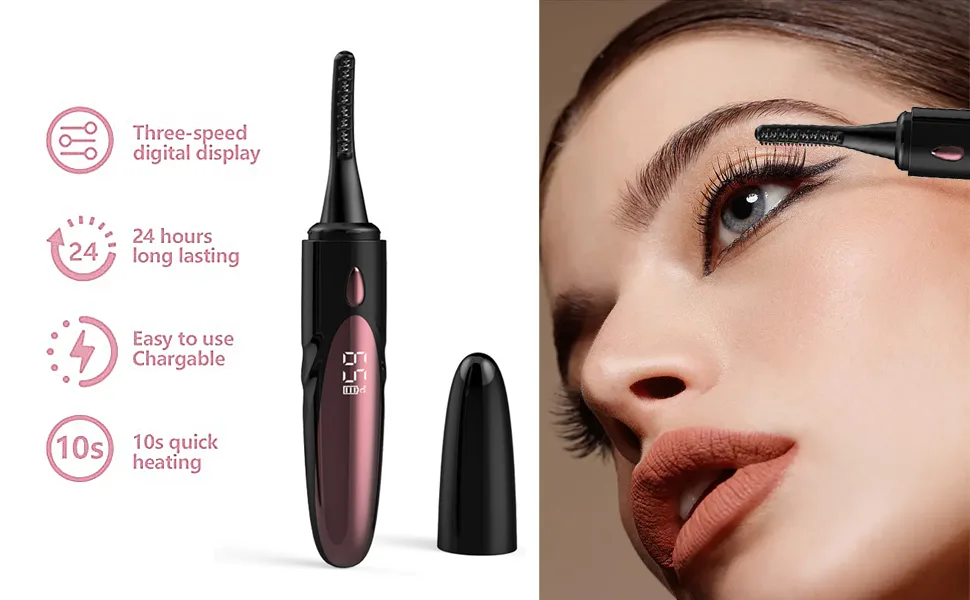 Heated Eyelash curlers Fast Heat up Within 10s,Electric Eyelash Curler for Women,24 Hours Long Lasting,lash Curler Type C Rechargeable - eyelash curlers