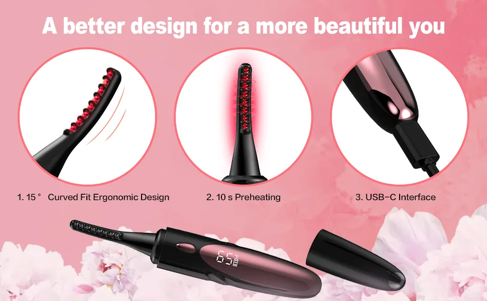 Heated Eyelash curlers Fast Heat up Within 10s,Electric Eyelash Curler for Women,24 Hours Long Lasting,lash Curler Type C Rechargeable - heated eyelash curlers