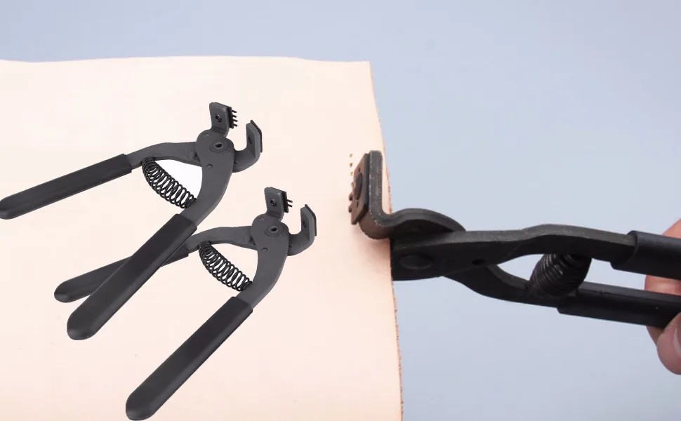 Leather Silent Pliers Carbon Steel Leather Craft Hole Punch Stitching Tools Sewing Chisel for Belts Purses Watch Bands(4mm-4 Teeth) - Leather Silent Pliers